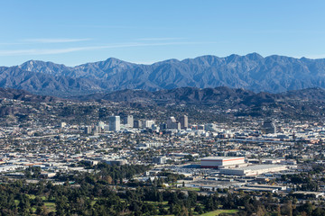 Downtown Glendale and the San Gabriel Mountains in Los Angeles County, California.