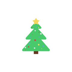 Christmas tree 2 colored line icon. Simple hand drawn color element illustration. Christmas tree outline symbol design from Christmas set