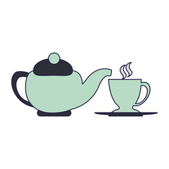 Tea kettle and cup