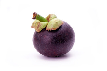 Mangosteen isolated on white background. Mangosteen, the famous exotic delicious tropical fruits from Thailand. Mangosteen also known as Queen of fruits.