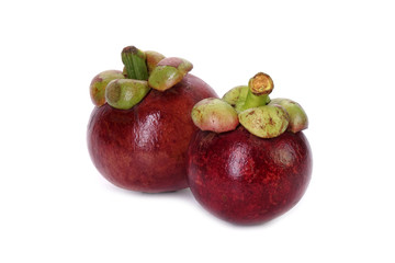 Mangosteen isolated on white background. Mangosteen, the famous exotic delicious tropical fruits from Thailand. Mangosteen also known as Queen of fruits.
