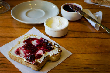 breakfast or snack with toast and jam