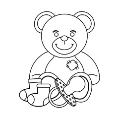 teddy and socks with pacifier in black and white