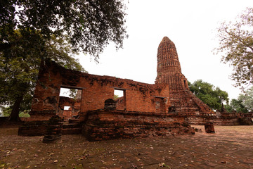 Ruin of ancient city destroy from War in Phra Nakhon Si Ayutthaya Province of Thailand
