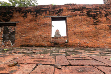 Ruin of ancient city destroy from War in Phra Nakhon Si Ayutthaya Province of Thailand
