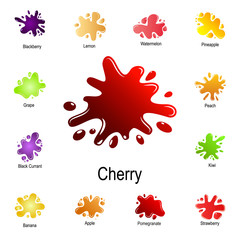 spray of cherry juice icon. Detailed set of color splash. Premium graphic design. One of the collection icons for websites, web design, mobile app