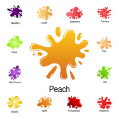 sprays of peach juice icon. Detailed set of color splash. Premium graphic design. One of the collection icons for websites, web design, mobile app