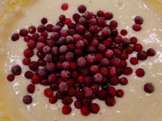  frozen lingonberries in a pie dough