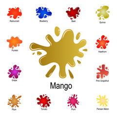 splash of mango juice icon. Detailed set of color splash. Premium graphic design. One of the collection icons for websites, web design, mobile app