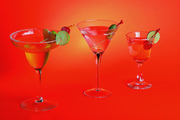 Colorful Party Drinks Margarita Martini and Vodka Sour