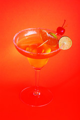 Margarita Cocktail on Orange Background