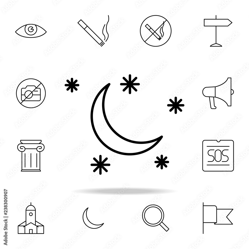 Poster moon with stars icon. element of simple icon for websites, web design, mobile app, info graphics. th