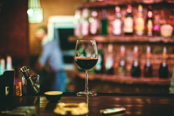 glasses of wine on table in restaurant