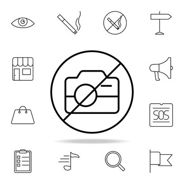 photo prohibition sign icon. Element of simple icon for websites, web design, mobile app, info graphics. Thin line icon for website design and development, app development on white background
