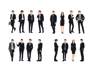 Vector of young businessman and women wearing suit