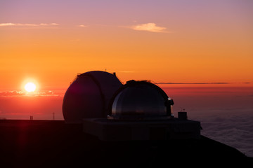 Fototapeta na wymiar Maunakea Observatories at Sunset, Mauna Kea, Hawaii's Big Island