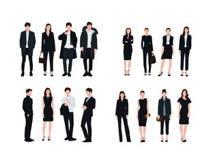 Vector of young businessman and women wearing suit