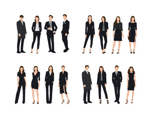 Vector of young businessman and women wearing suit