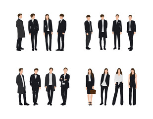 Vector of young businessman and women wearing suit