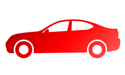 Car symbol icon - red gradient, 2d, isolated - vector