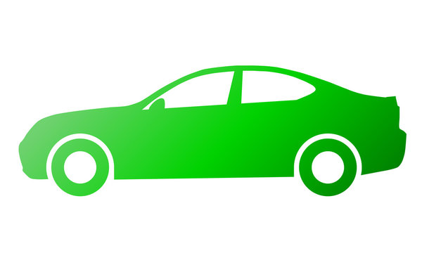 Car symbol icon - green gradient, 2d, isolated - vector