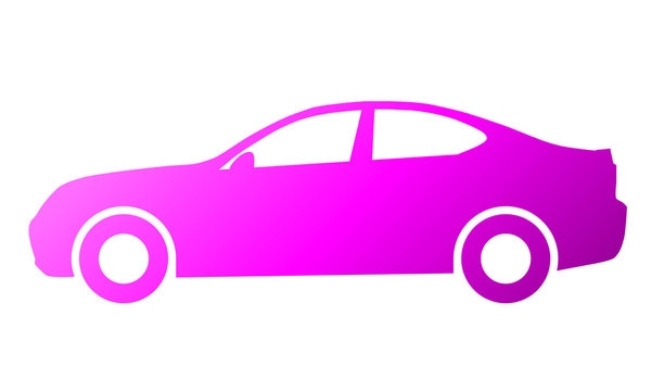Car symbol icon - purple gradient, 2d, isolated - vector