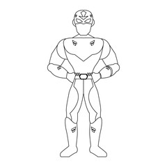 Superhero character cartoon in black and white