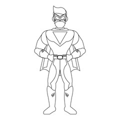 Superhero character cartoon in black and white