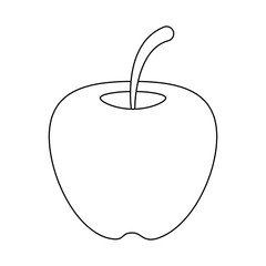 Fruit apple cartoon in black and white