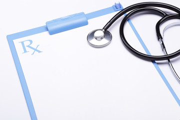 Clipboard with a blank prescription