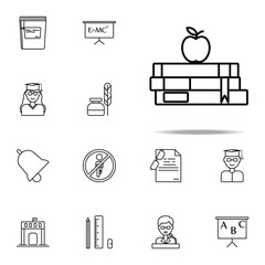 a stack of books with an apple icon. education icons universal set for web and mobile