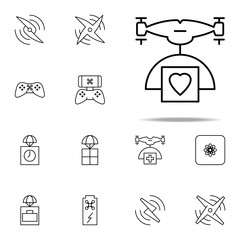 drone with a parcel of love icon. Drones icons universal set for web and mobile