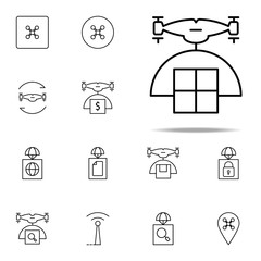 drone with parcel icon. Drones icons universal set for web and mobile