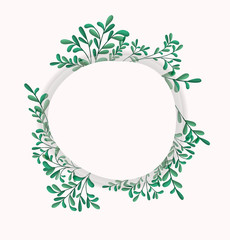 circular frame with laurel leafs