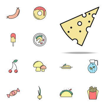 piece of cheese colored icon. food icons universal set for web and mobile