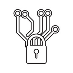 chip and lock icon. Element of cyber security for mobile concept and web apps icon. Thin line icon for website design and development, app development