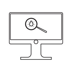 beetle in the magnifier on the monitor screen icon. Element of cyber security for mobile concept and web apps icon. Thin line icon for website design and development