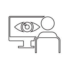identification of the eye on the monitor icon. Element of cyber security for mobile concept and web apps icon. Thin line icon for website design and development, app development