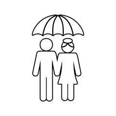 married couple under an umbrella icon. Element of cyber security for mobile concept and web apps icon. Thin line icon for website design and development, app development