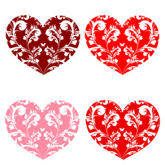 Obraz na płótnie Canvas red heart, butterflies, valentine card