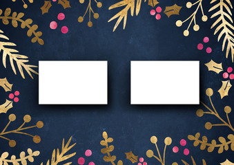 Namecard mockup template background with elegant flower border