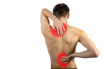 Obraz premium Fit shirtless young adult with pain