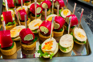 cold appetizers on the buffet table