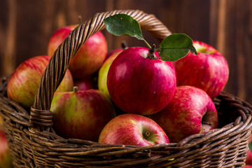 fresh red apples in a basket