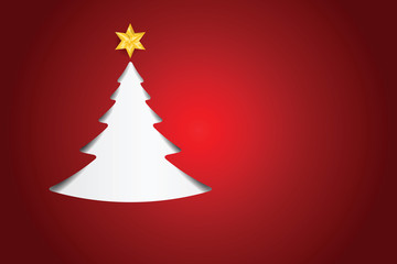 Merry Christmas paper tree design greeting card.