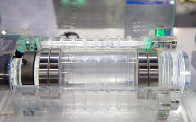 Close-up of ball bearing display rolling in sample part