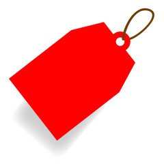 Red Shining rectangle Blank Tag with soft shadow 
