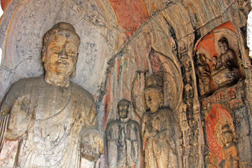 Longmen Grottoe : Sakayamuni sculpture in the South Binyang Cave. The world heritage site, Chinese...