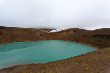 Viti crater with green water lake inside, Iceland