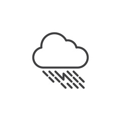 Thunderstorm, rainy cloud outline icon. linear style sign for mobile concept and web design. Rain with lightning simple line vector icon. Stormy weather symbol, logo illustration. Pixel perfect vector